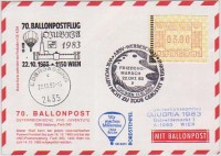 70. Ballonpost Wien 22.10.83 OE-KZM Millionäre Österreich Karte